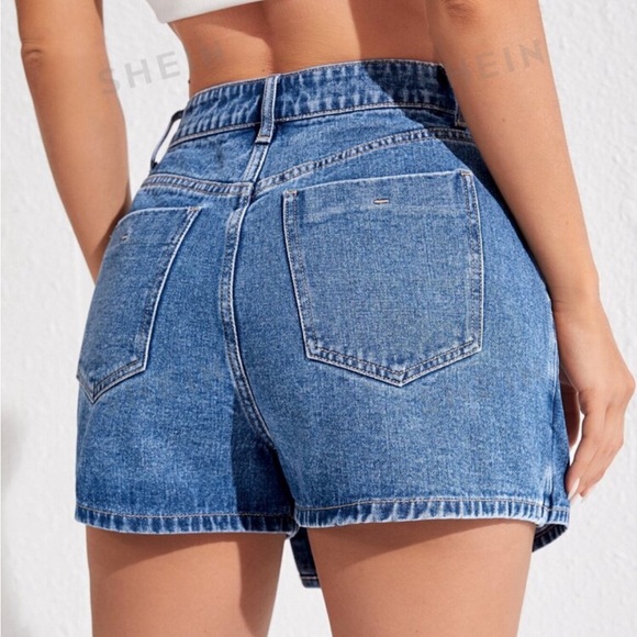 “SHEIN Essnce High Waist Button Front Denim Skort” Medium Wash Color. Size S (4) - Picture 2 of 2